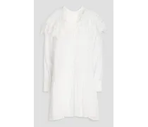 Guipure lace-trimmed crepon mini dress - White