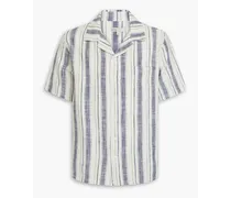 Striped cotton-jacquard shirt - Blue