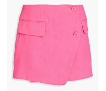 Linen-blend mini wrap skirt - Pink