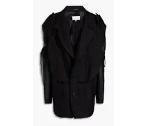 Layered silk-georgette blazer - Black