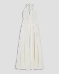 Emporio Sirenuse Colette tiered cotton-poplin halterneck maxi dress - White White