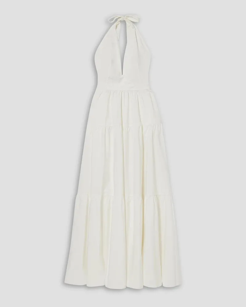 Emporio Sirenuse Colette tiered cotton-poplin halterneck maxi dress - White White