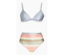 Striped triangle bikini - Gray