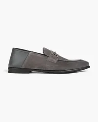 Dunhill Embellished suede collapsible-heel loafers - Gray Gray