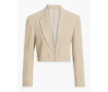 Cropped twill blazer - White