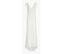 Alba embellished metallic tulle bridal gown - White