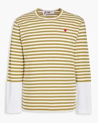 Comme des Garçons Appliquéd striped cotton-jersey T-shirt - Green Green