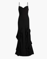 NICHOLAS Kamila ruffled silk-blend satin gown - Black Black