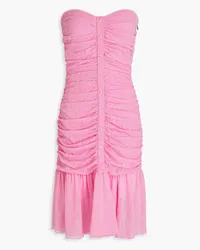 ROTATE Birger Christensen Strapless embellished ruched mesh dress - Pink Pink