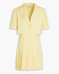 Sandro Cutout woven mini shirt dress - Yellow Yellow