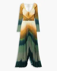 Altuzarra Varvara tie-dyed plissé crepe de chine maxi dress - Yellow Yellow