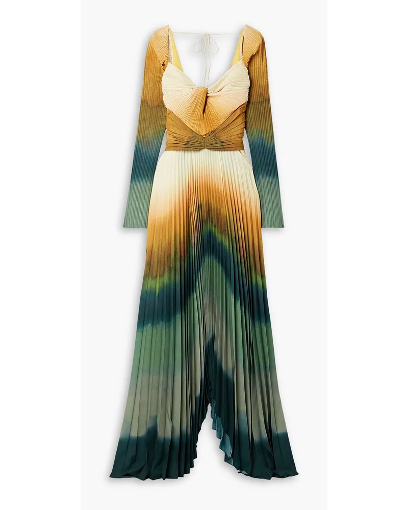 Altuzarra Varvara tie-dyed plissé crepe de chine maxi dress - Yellow Yellow