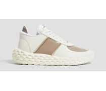 Urchin smooth and patent-leather exaggerated-sole sneakers - White