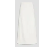 Stretch-twill midi skirt - White