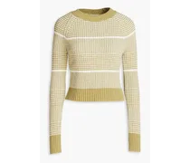 Ribbed striped cotton sweater - Green