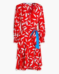 Diane von Furstenberg Delucca ruffled floral-print crepe de chine dress - Red Red