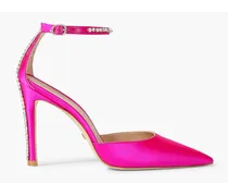 Glam crystal-embellished satin pumps - Pink