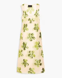 Simone Rocha Bow-detailed sequined tulle midi dress - Green Green