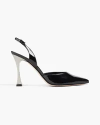 Gina Robyn crystal-embellished patent-leather slingback pumps - Black Black