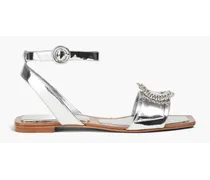 Madelina Summer embellished mirrored-leather sandals - Metallic