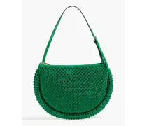Crystal-embellished suede shoulder bag - Green
