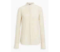 Jordan ruffle-trimmed crepe de chine shirt - White