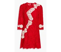 Corded lace mini dress - Red