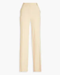 Alberta Ferretti Satin-trimmed cady straight-leg pants - Neutral Neutral