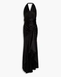 Alexandre Vauthier Open-back gathered silk-blend dress - Black Black