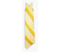 Cutout asymmetric striped satin-jersey maxi dress - Yellow