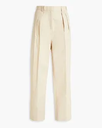 Tory Burch Pleated cotton-twill tapered pants - Neutral Neutral