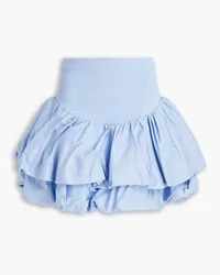 Aje. Turner tiered ribbed-knit and taffeta mini skirt - Blue Blue