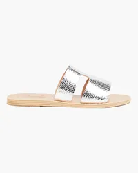 Ancient Greek Sandals Aptero metallic snake-effect leather slides - Metallic Metallic