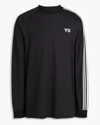 Y-3 Striped cotton-jersey T-shirt - Black Black