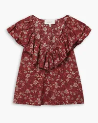 The Great The Topiary ruffled floral-print cotton blouse - Red Red