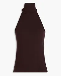 Enza Costa Ribbed-knit turtleneck top - Brown Brown