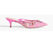 Hina crystal-embellished corded lace mules - Pink