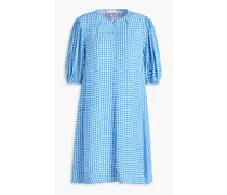 Gingham crepe mini dress - Blue