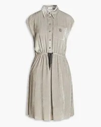 Brunello Cucinelli Bead-embellished corduroy shirt dress - Gray Gray