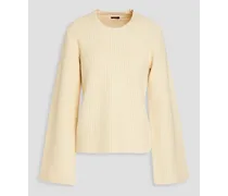 Ribbed merino wool sweater - White