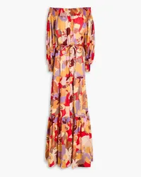 Rebecca Vallance Off-the-shoulder printed cotton-voile maxi dress - Yellow Yellow