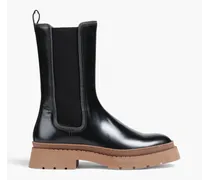 Bead-embellished glossed-leather Chelsea boots - Black
