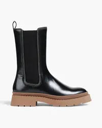 Brunello Cucinelli Bead-embellished glossed-leather Chelsea boots - Black Black