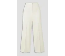 Cropped twill wide-leg pants - White