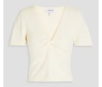 Leanna twist-front cotton-blend top - White