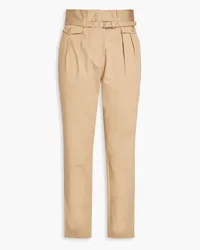 RED Valentino Belted stretch-cotton twill tapered pants - Neutral Neutral