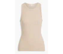 Ribbed cotton-blend jersey tank - Neutral