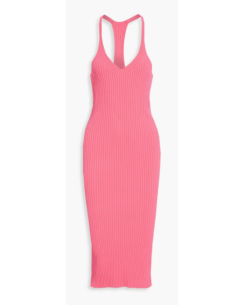 Helmut Lang Ribbed-knit midi dress - Pink Pink