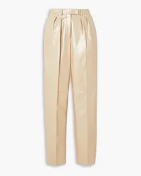 Akris Fidelia pleated glossed-leather tapered pants - Neutral Neutral