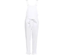 Belted denim overalls - White